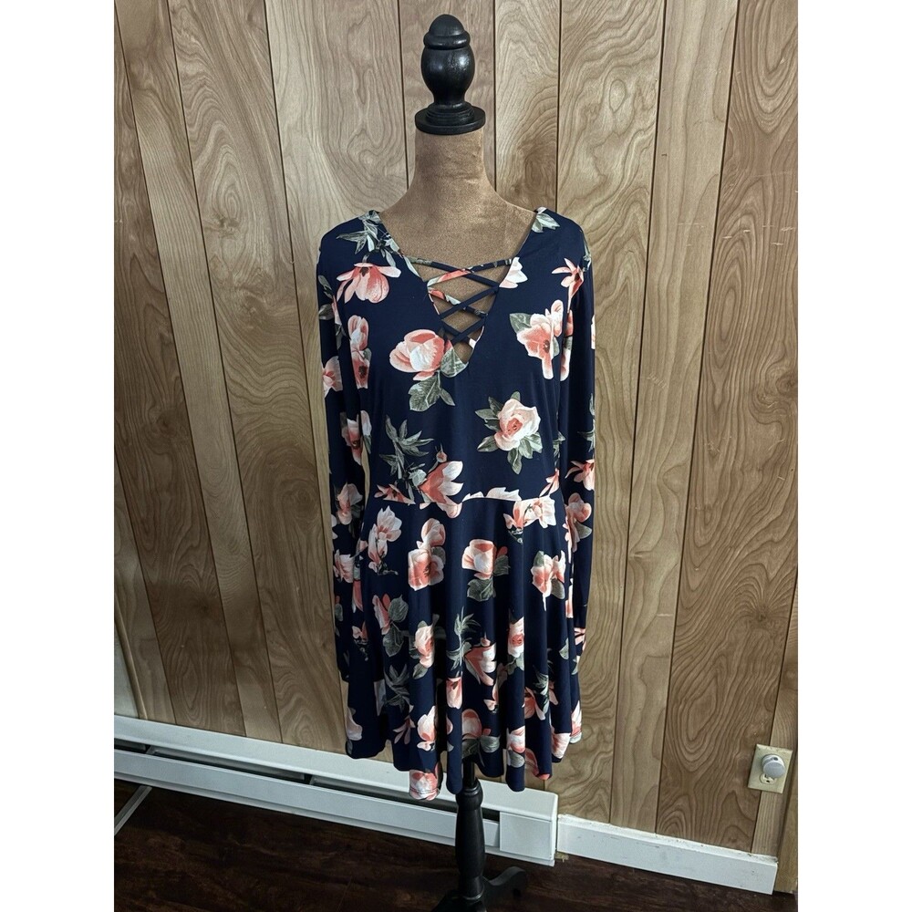 J for Justify Women's Floral Boho Chic Print‎ Dress Size XL Long Sleeve